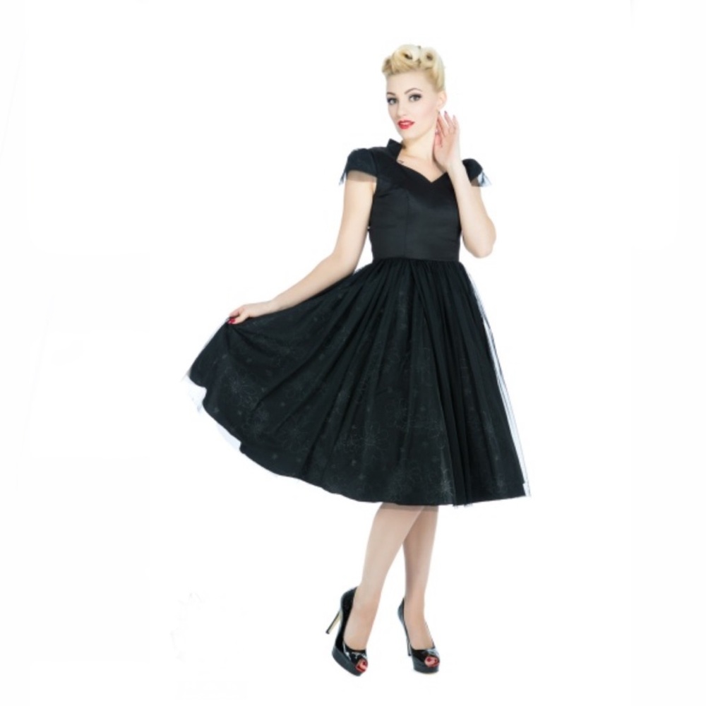 Black Satin Evening Prom Dress by Hearts and Roses London